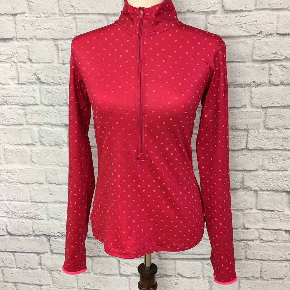 Nike 3/4 zip collared dri fit pullover, hot pink S